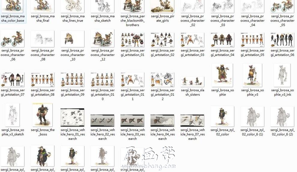 [设定画集] 全网首发《无主之地3》纯角色概念设计，包括线稿以及立绘素材