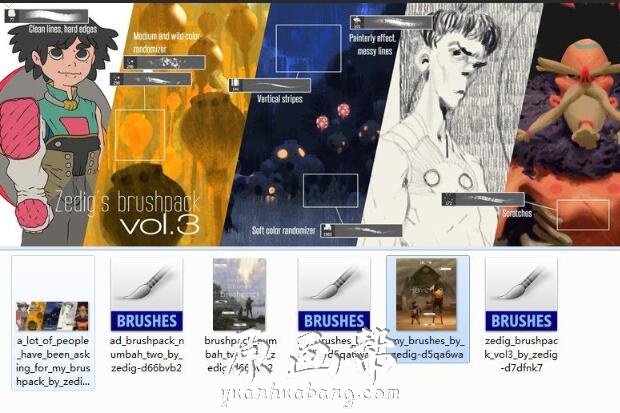 [原画教程] A站- Alexandre Zedig Diboine 角色绘画教程4个视频绘画过程+图包笔刷